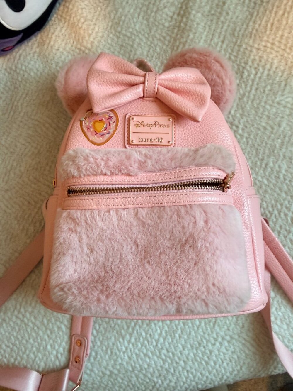 Disney Parks Loungefly Minnie Mouse Pink Plush Mini Backpack